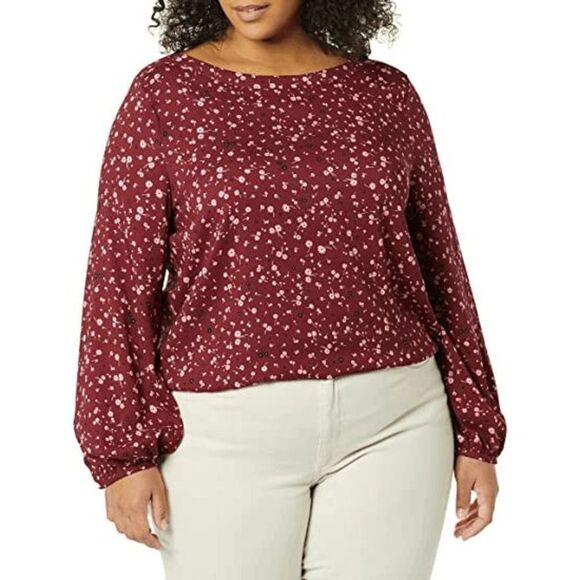 Women's Georgette Neck Blouson Sleeve Shirt - Picture 3 of 5